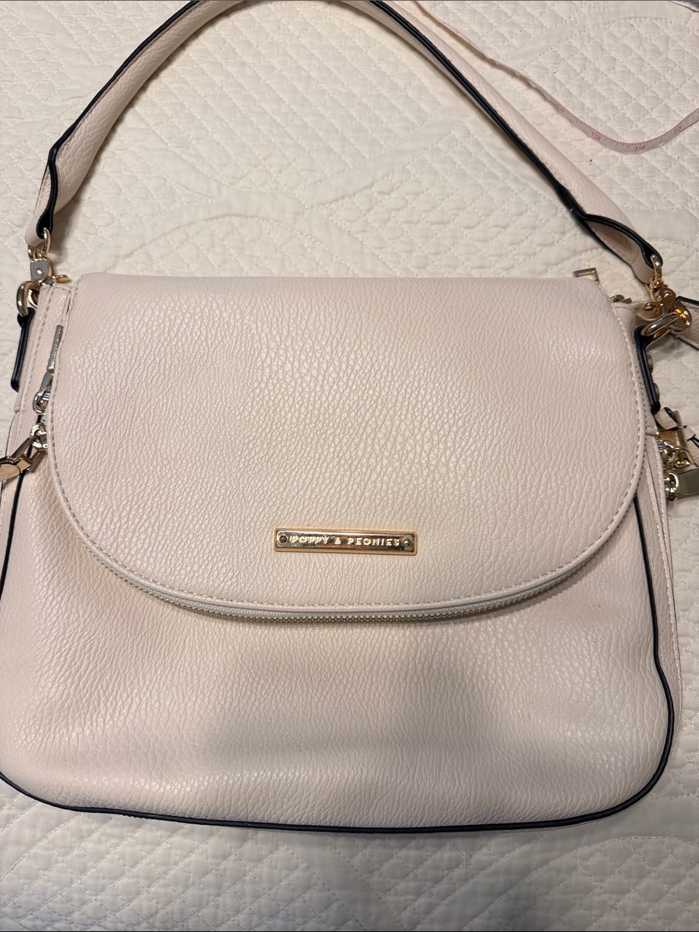 Poppy & Peonies Pale Pink Pebbled Leather Shoulder Bag